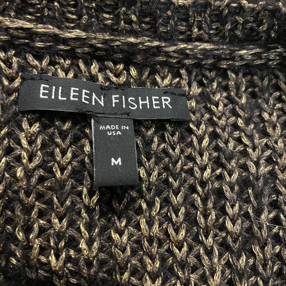 Eileen Fisher Knit Sweater Size S Black Gold Mohair Alpaca Blend Minimalistfr - Picture 2 of 8